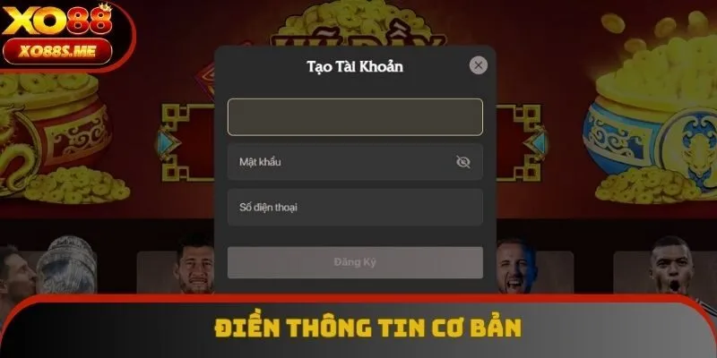 Người chơi điền thông tin theo sự chỉ dẫn của hệ thống nhà cái