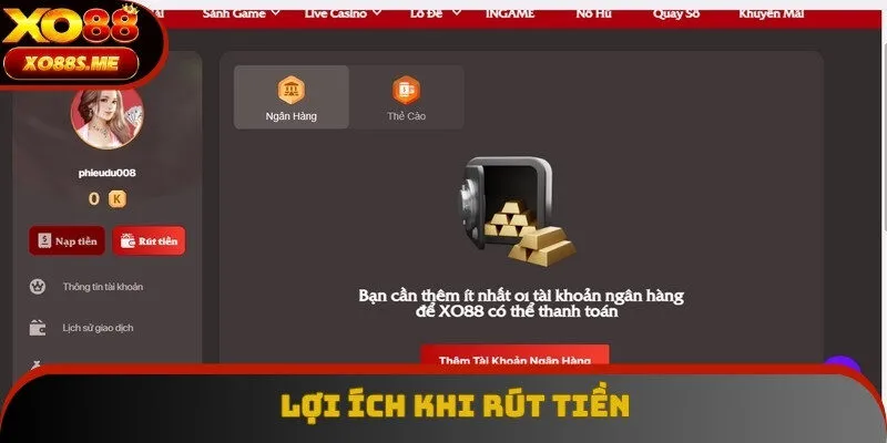 Lợi ích hấp dẫn khi người chơi rút tiền Xo88